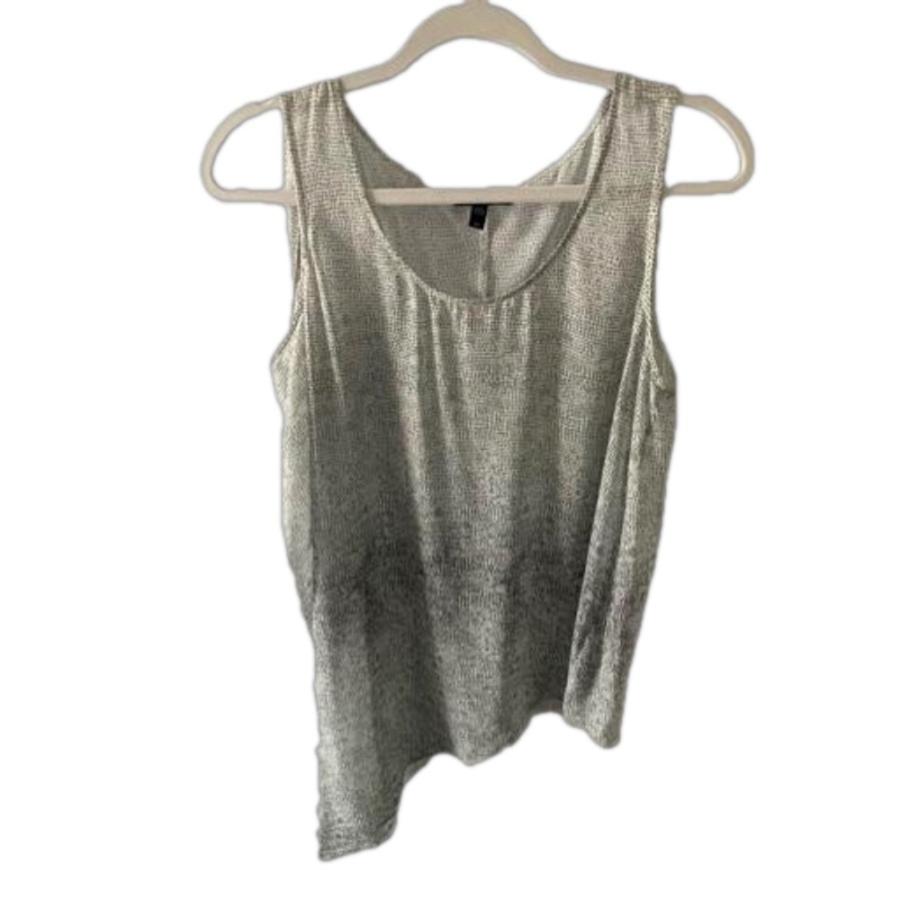 EILEEN FISHER 100% Silk Asymmetrical Sleeveless Tank Top Blouse Sz S Round Neck